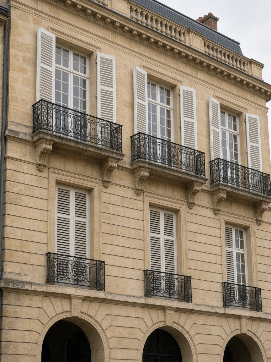 Façade d'hôtel particulier bordelais en pierre